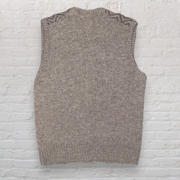 Vintage 80s Robert Bruce Tan Chevron Wool Sweater Vest - Men's Size Medium - Picture 2 of 4